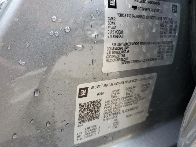 2020 GMC Sierra K1500 At4 VIN: 3GTP9EEL7LG158372 Lot: 52293864