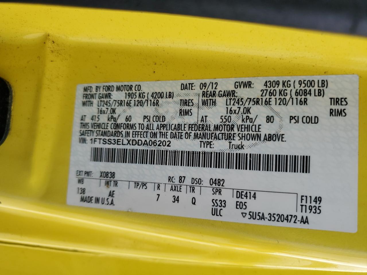 1FTSS3ELXDDA06202 2013 Ford Econoline E350 Super Duty Van