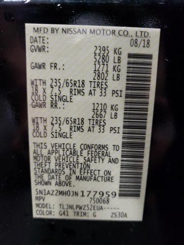 2018 Nissan Murano S VIN: 5N1AZ2MH0JN177959 Lot: 52590754