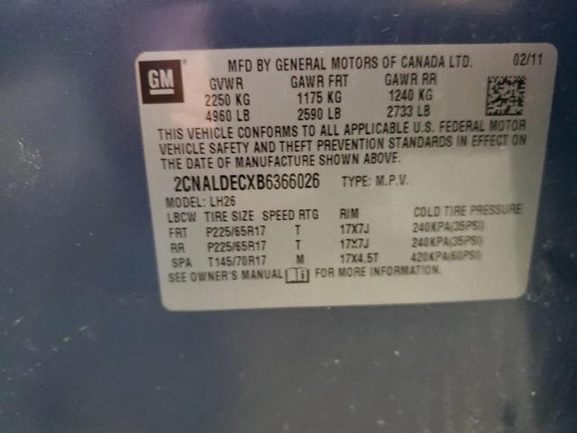 2011 Chevrolet Equinox Lt VIN: 2CNALDECXB6366026 Lot: 51700694