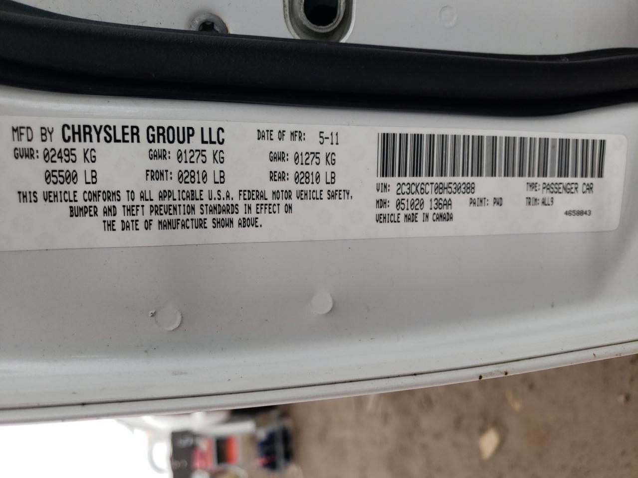 2C3CK6CT0BH530388 2011 Chrysler 300C