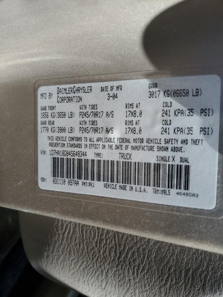 1D7HA18D84S648344 2004 Dodge Ram 1500 St