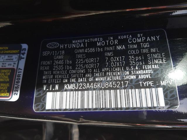 2019 Hyundai Tucson Se VIN: KM8J23A46KU845217 Lot: 51040244