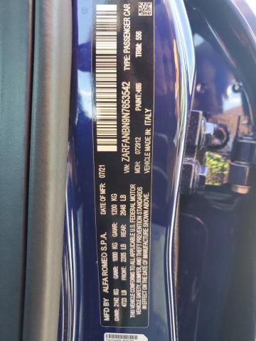2022 ALFA ROMEO GIULIA SUP ZARFANBN9N7653542