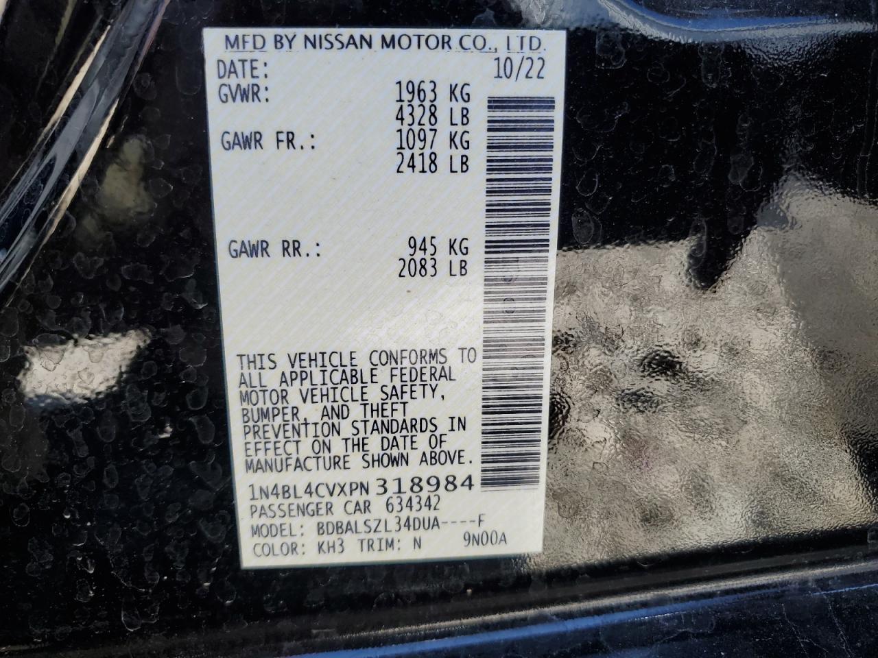 1N4BL4CVXPN318984 2023 Nissan Altima Sr