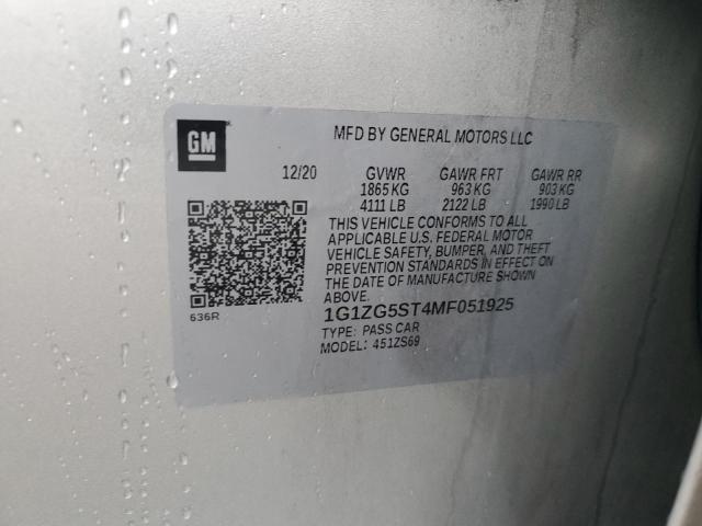 2021 CHEVROLET MALIBU RS - 1G1ZG5ST4MF051925