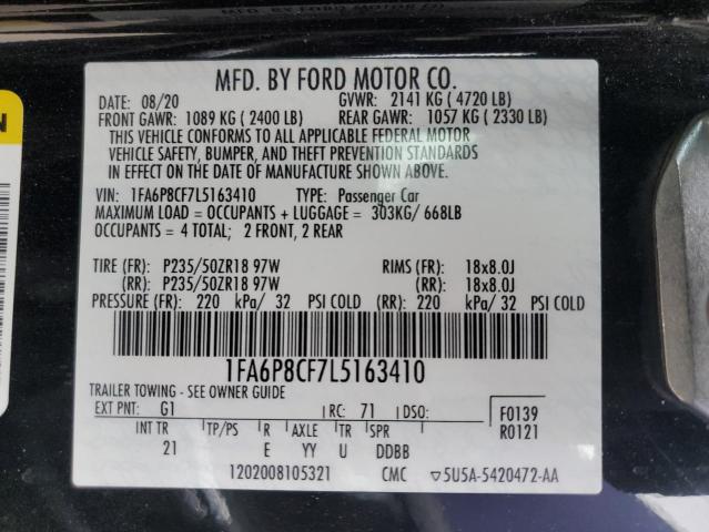 2020 Ford Mustang Gt VIN: 1FA6P8CF7L5163410 Lot: 52726044