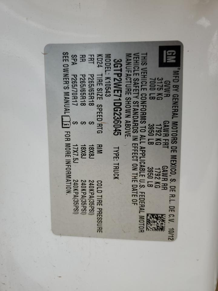 3GTP2WE71DG236045 2013 GMC Sierra K1500 Slt