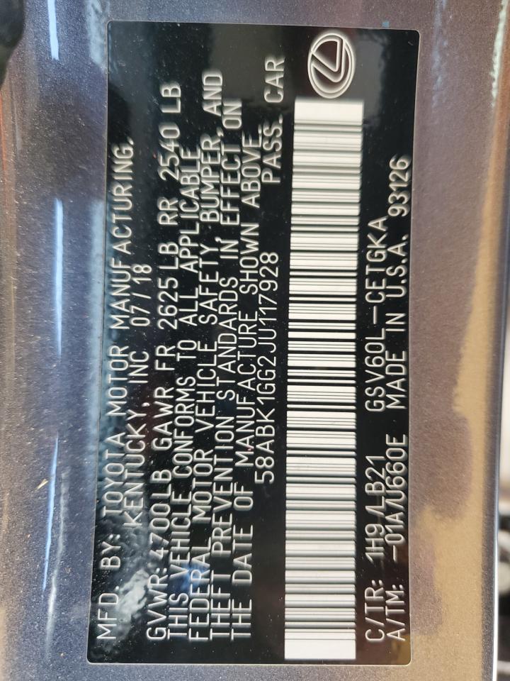 58ABK1GG2JU117928 2018 Lexus Es 350