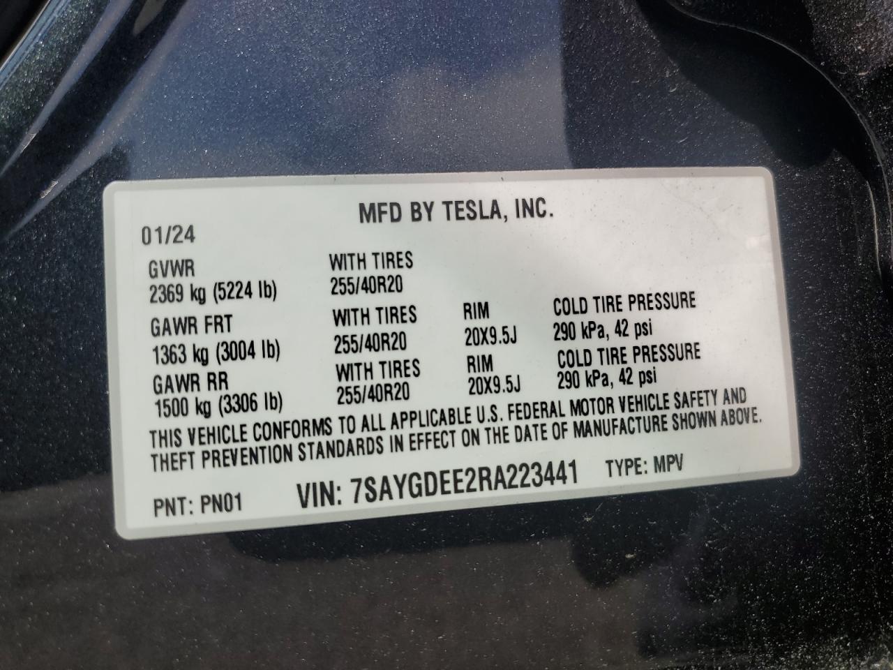 7SAYGDEE2RA223441 2024 Tesla Model Y