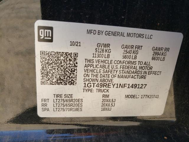2022 GMC Sierra K2500 Denali VIN: 1GT49REY1NF149127 Lot: 51989514