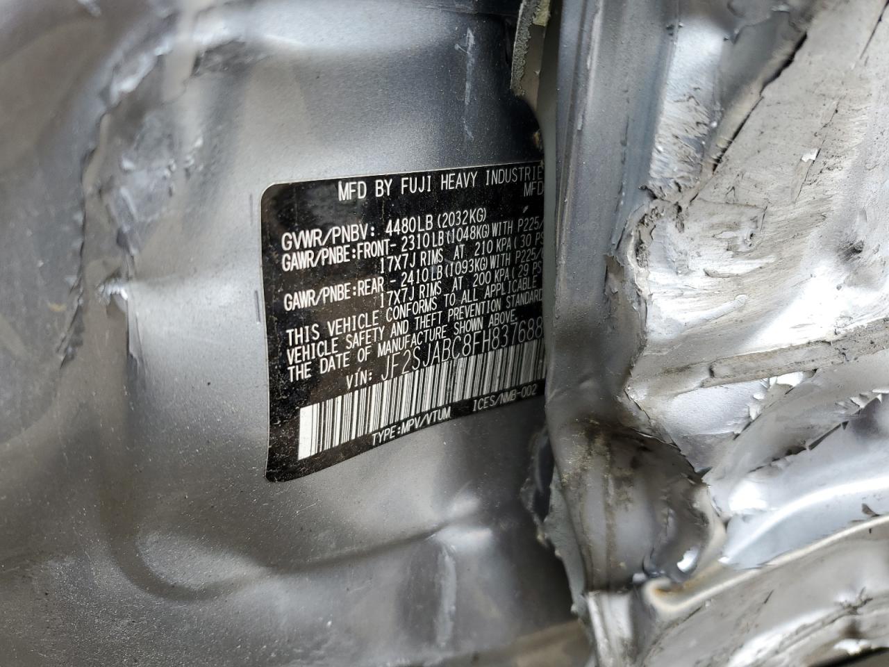 JF2SJABC8FH837688 2015 Subaru Forester 2.5I