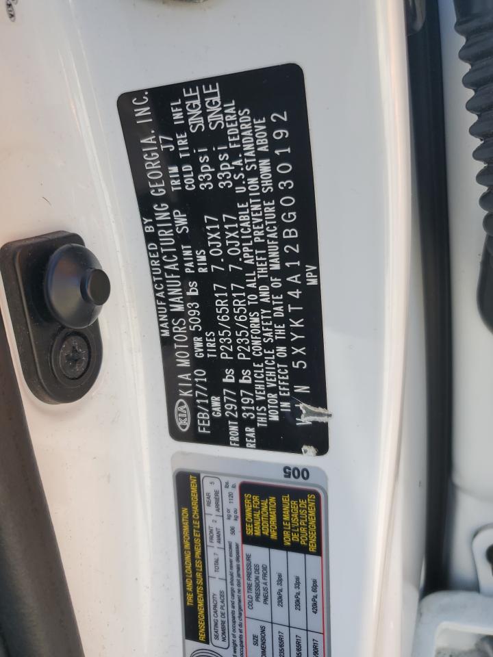 5XYKT4A12BG030192 2011 Kia Sorento Base