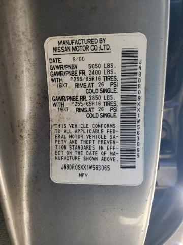 2001 Nissan Pathfinder Le VIN: JN8DR09XX1W563065 Lot: 49331354