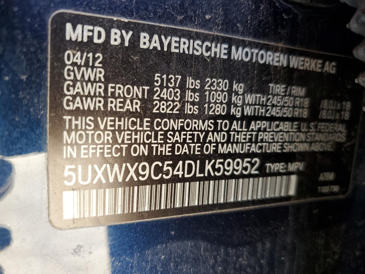 5UXWX9C54DLK59952 2013 BMW X3 xDrive28I