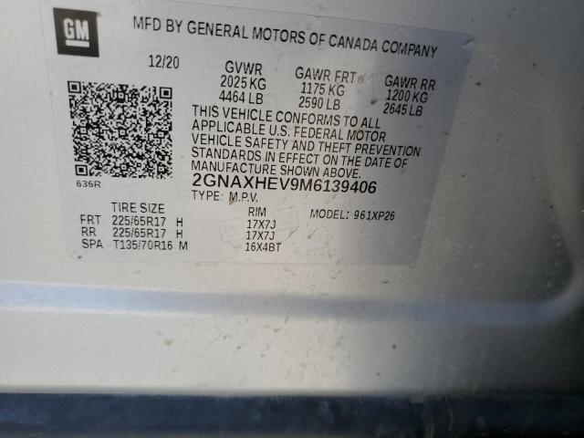 2021 Chevrolet Equinox Ls VIN: 2GNAXHEV9M6139406 Lot: 52499304