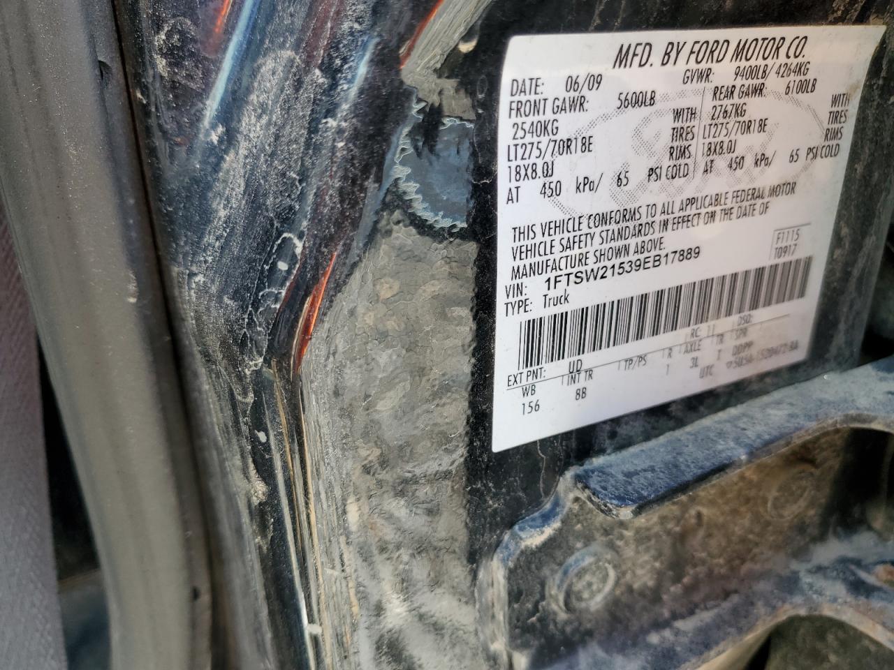 1FTSW21539EB17889 2009 Ford F250 Super Duty