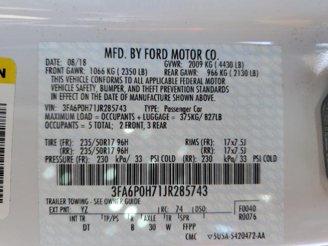 2018 FORD FUSION SE - 3FA6P0H71JR285743