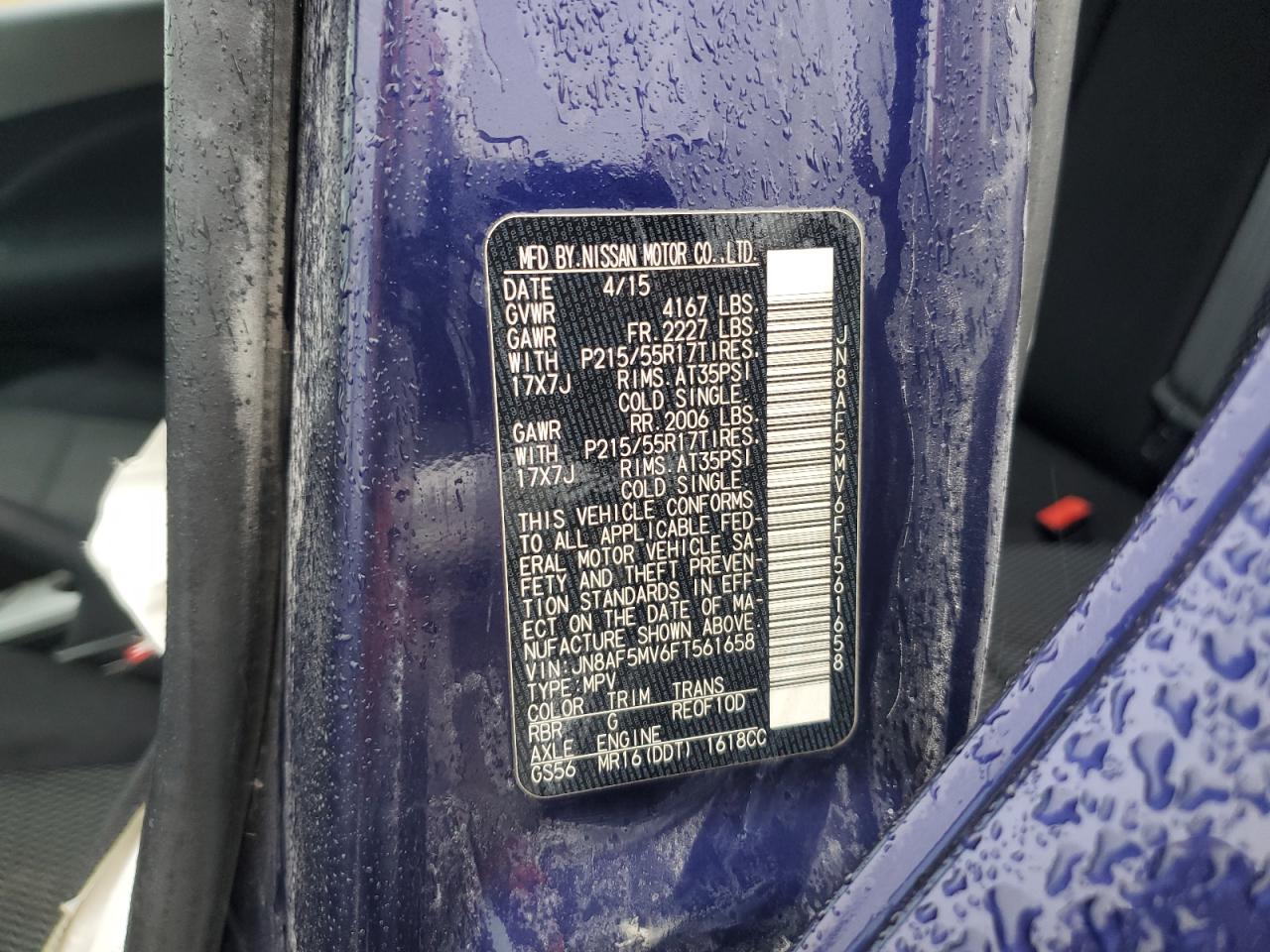 JN8AF5MV6FT561658 2015 Nissan Juke S