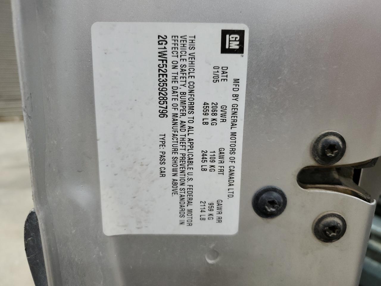 2G1WF52E359285796 2005 Chevrolet Impala