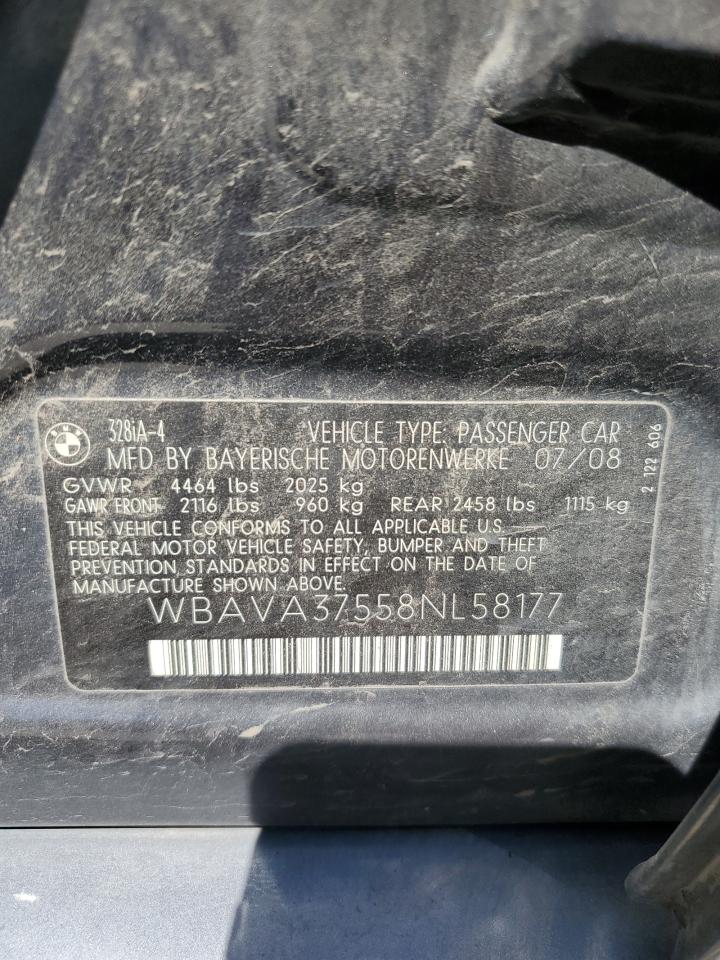 WBAVA37558NL58177 2008 BMW 328 I