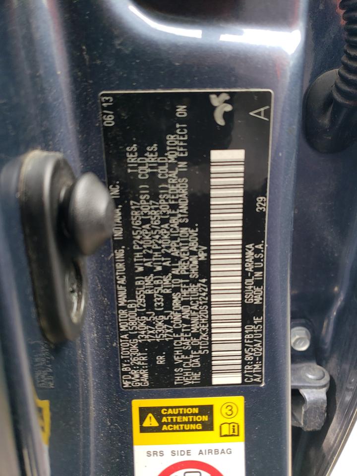 5TDZK3EH2DS124274 2013 Toyota Highlander Base