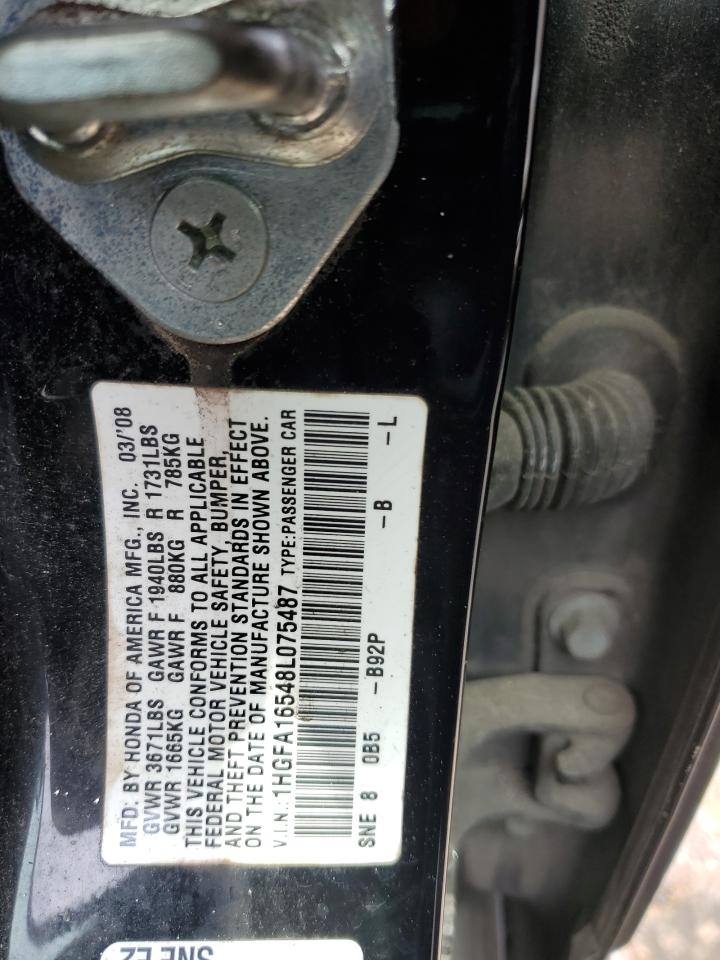 1HGFA16548L075487 2008 Honda Civic Lx