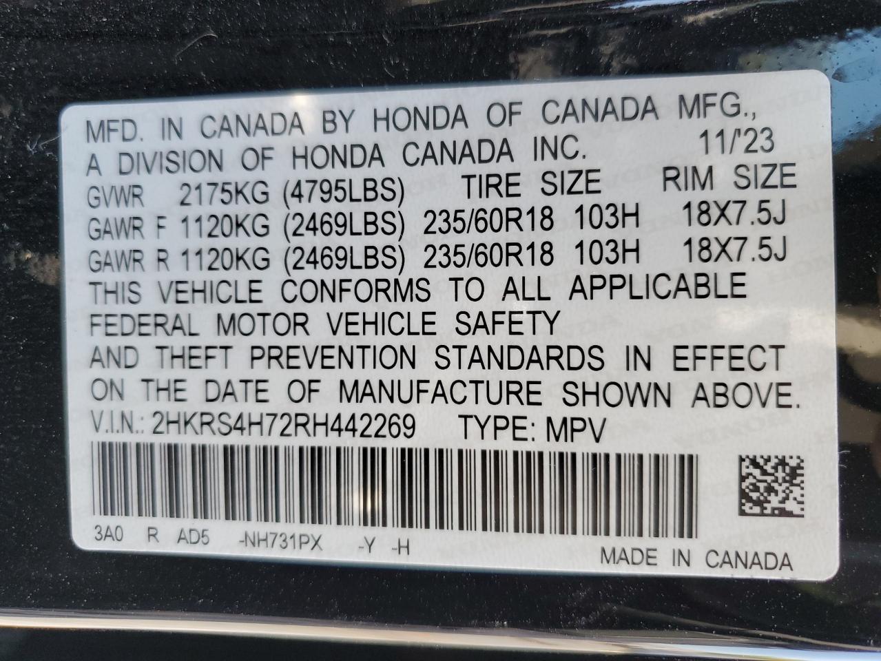 2HKRS4H72RH442269 2024 Honda Cr-V Exl