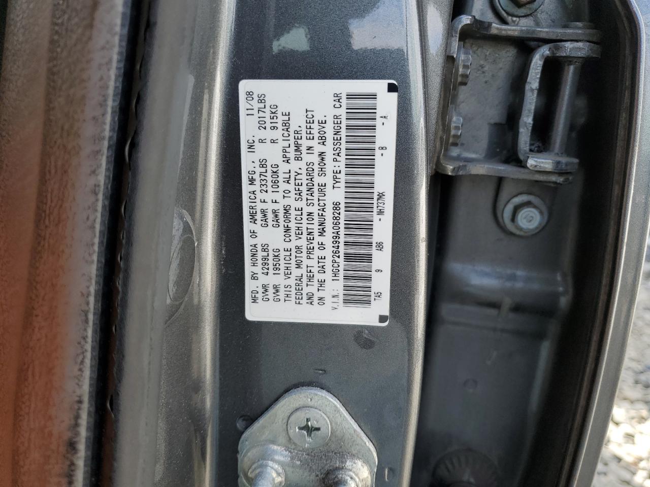 1HGCP26499A068286 2009 Honda Accord Lxp