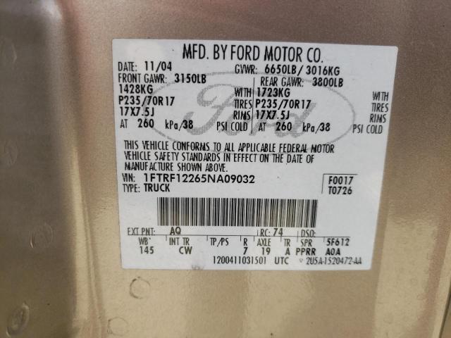 2005 Ford F150 VIN: 1FTRF12265NA09032 Lot: 49942884