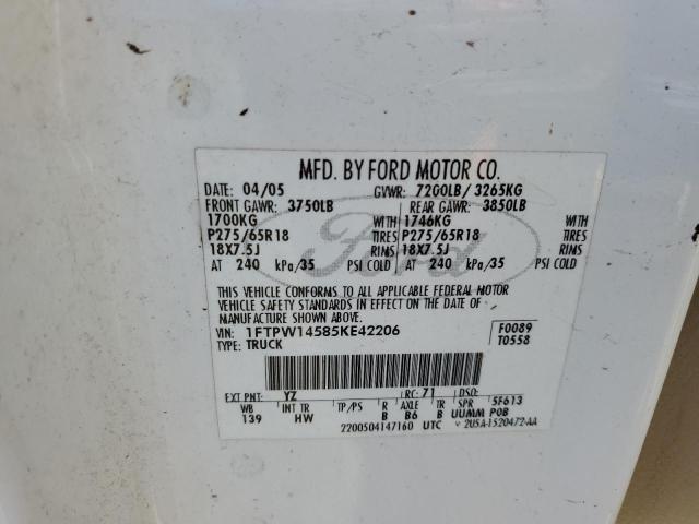 2005 Ford F150 Supercrew VIN: 1FTPW14585KE42206 Lot: 50173064