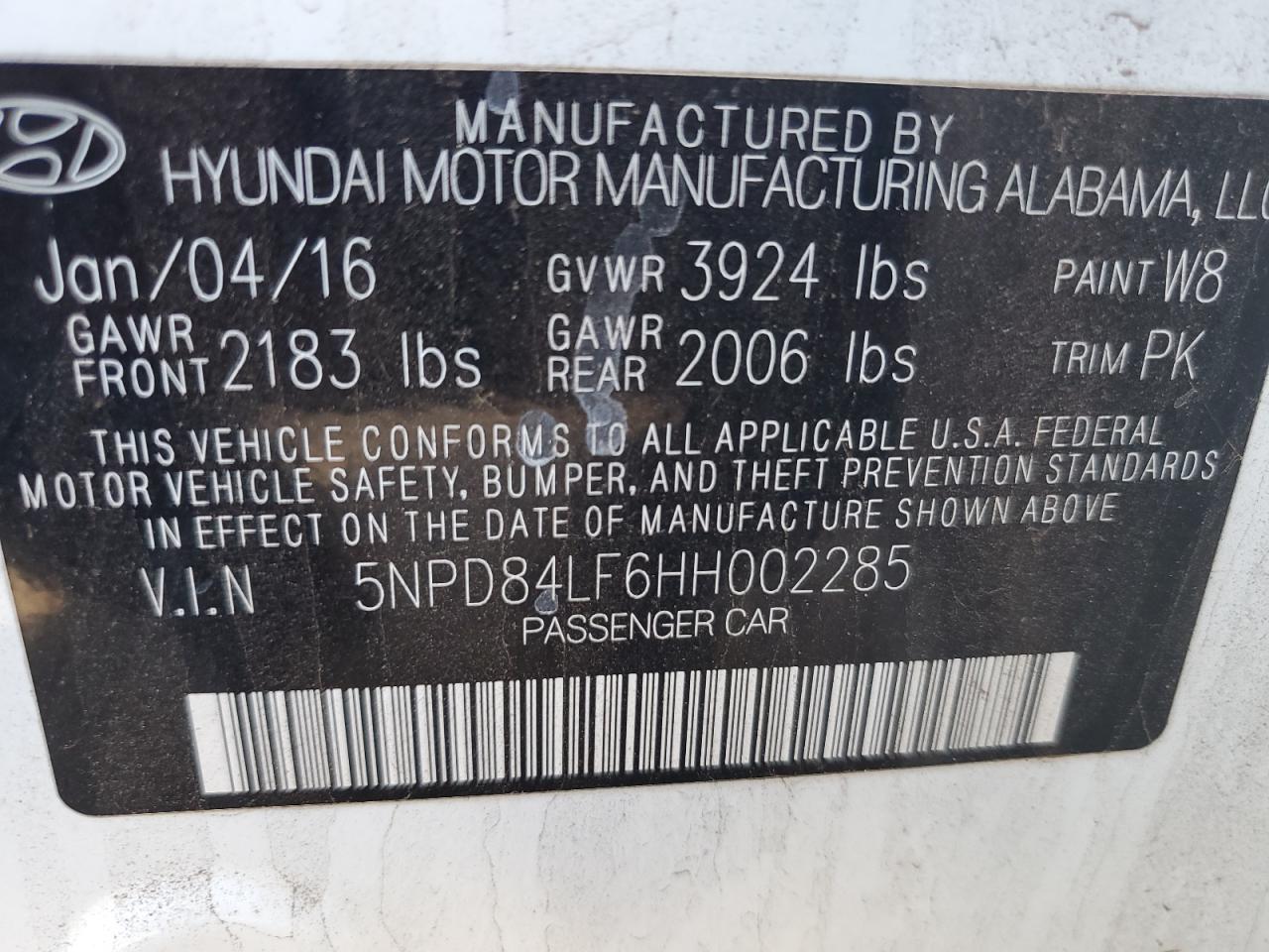 5NPD84LF6HH002285 2017 Hyundai Elantra Se