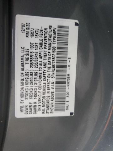 2008 Honda Odyssey Exl VIN: 5FNRL38778B021698 Lot: 49391674