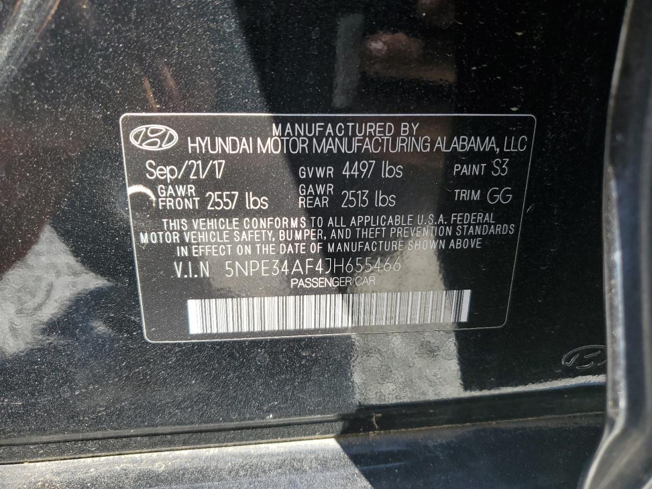 5NPE34AF4JH655466 2018 Hyundai Sonata Sport