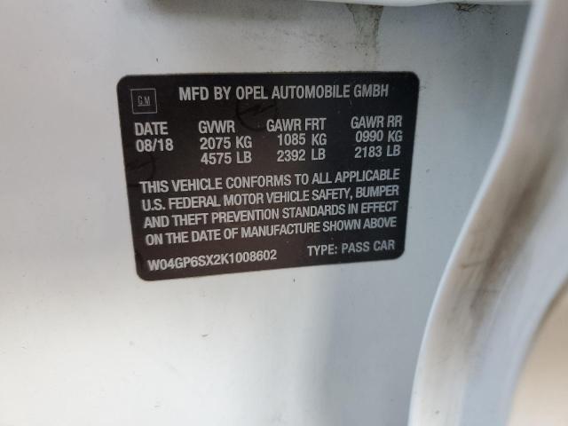 2019 BUICK REGAL ESSE W04GP6SX2K1008602
