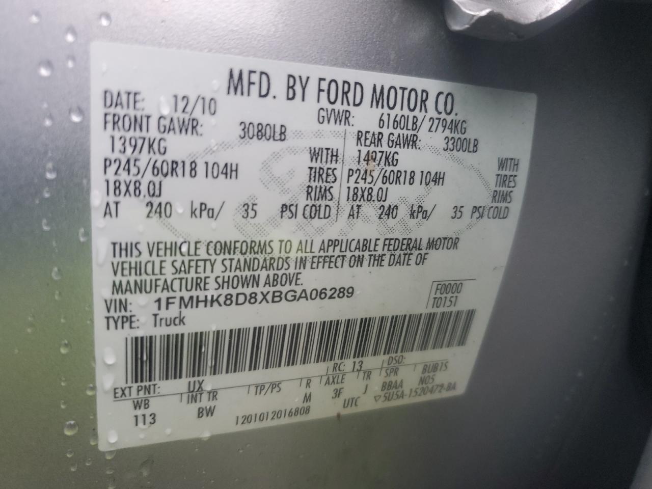 1FMHK8D8XBGA06289 2011 Ford Explorer Xlt