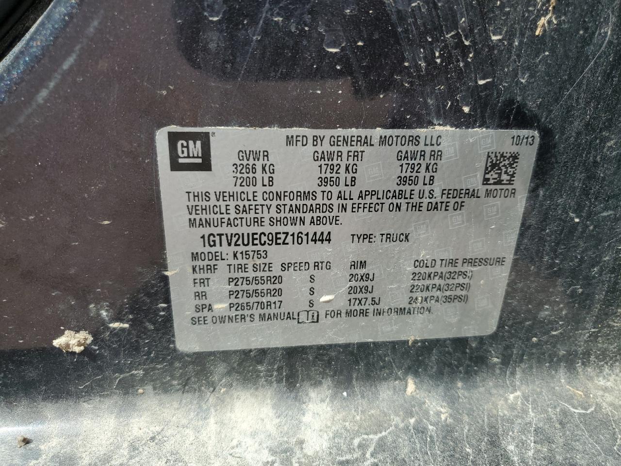 1GTV2UEC9EZ161444 2014 GMC Sierra K1500 Sle