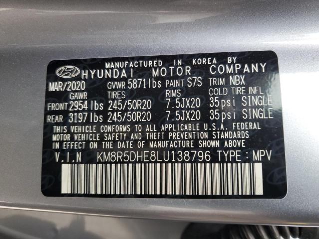 VIN KM8R5DHE8LU138796 2020 HYUNDAI PALISADE no.13