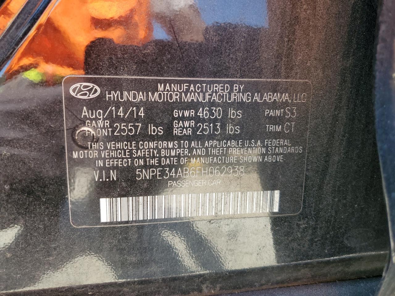 5NPE34AB6FH062938 2015 Hyundai Sonata Sport