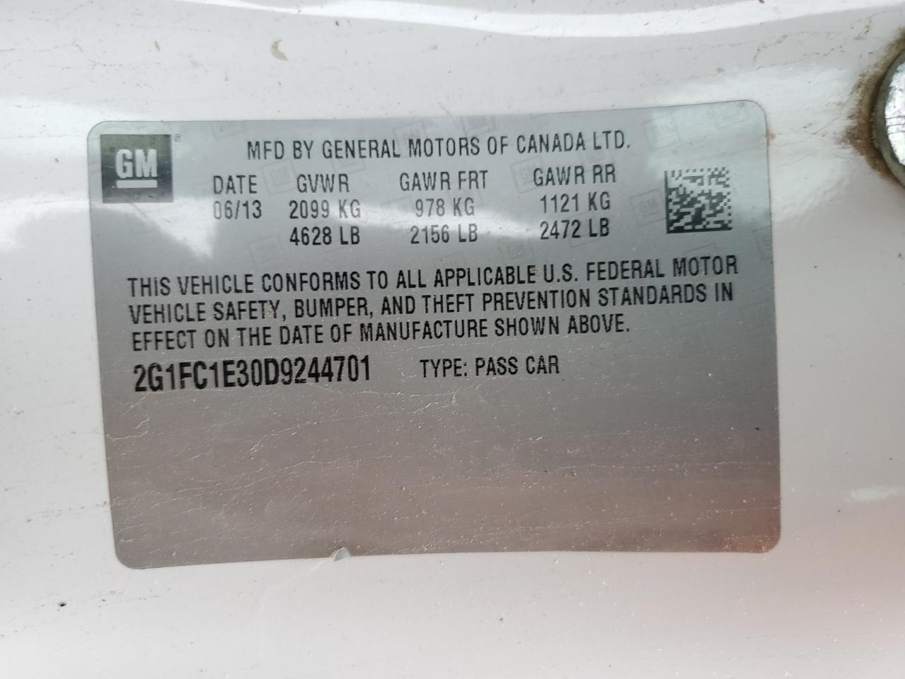 2G1FC1E30D9244701 2013 Chevrolet Camaro Lt