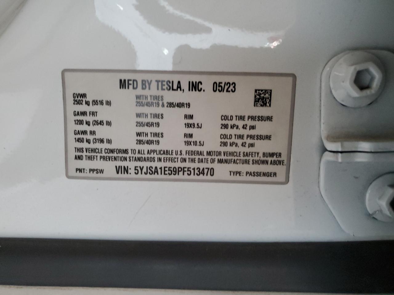 5YJSA1E59PF513470 2023 Tesla Model S