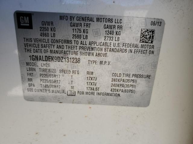 2013 Chevrolet Equinox Lt VIN: 1GNALDEK9DZ131238 Lot: 51276514