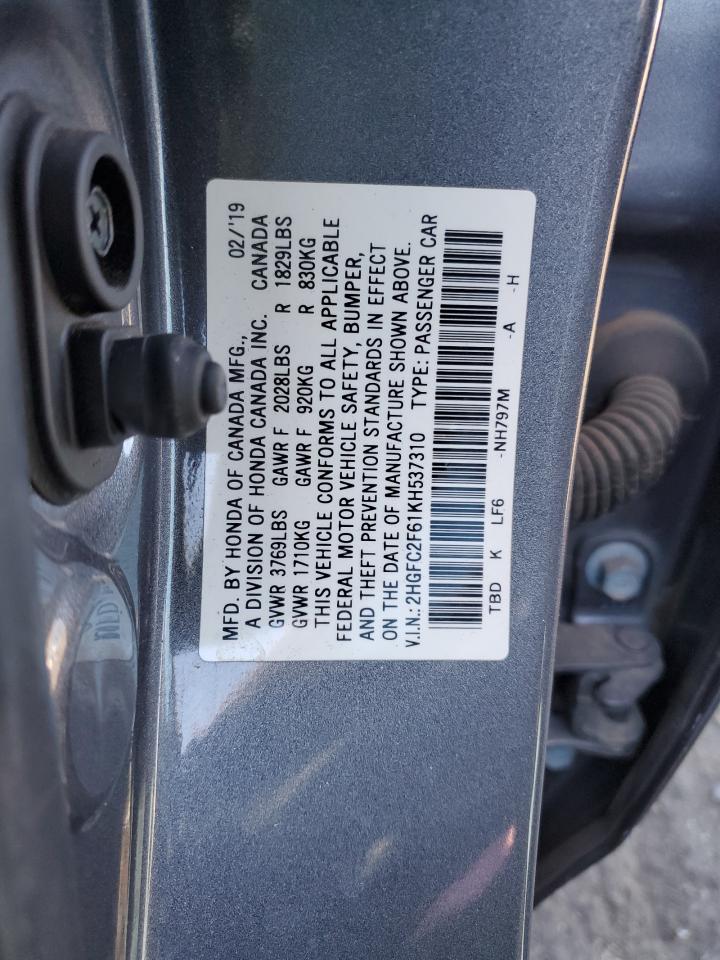 2019 Honda Civic Lx vin: 2HGFC2F61KH537310