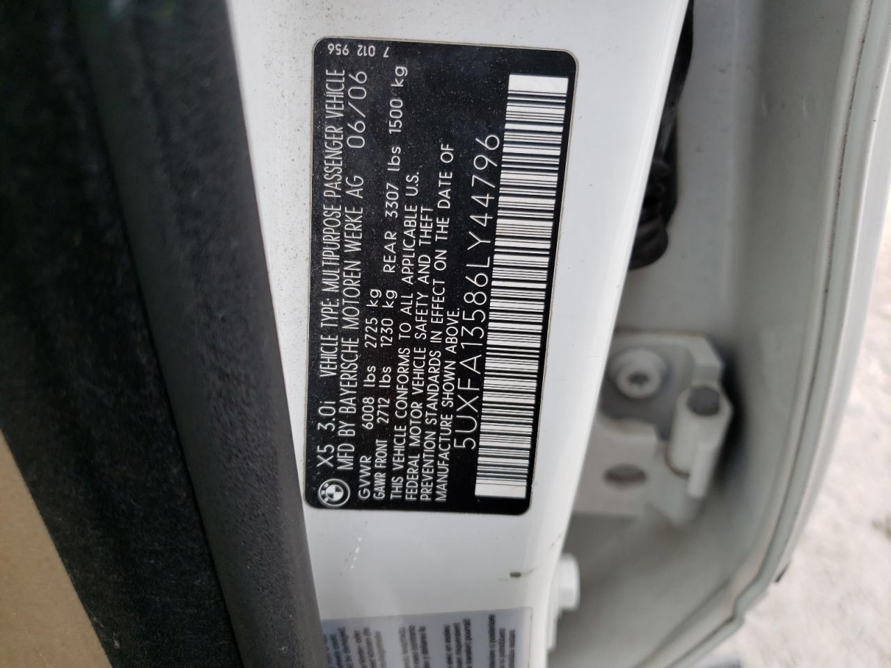 5UXFA13586LY44796 2006 BMW X5 3.0I