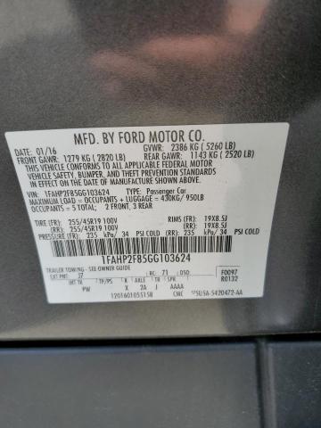 2016 Ford Taurus Limited VIN: 1FAHP2F85GG103624 Lot: 52127254