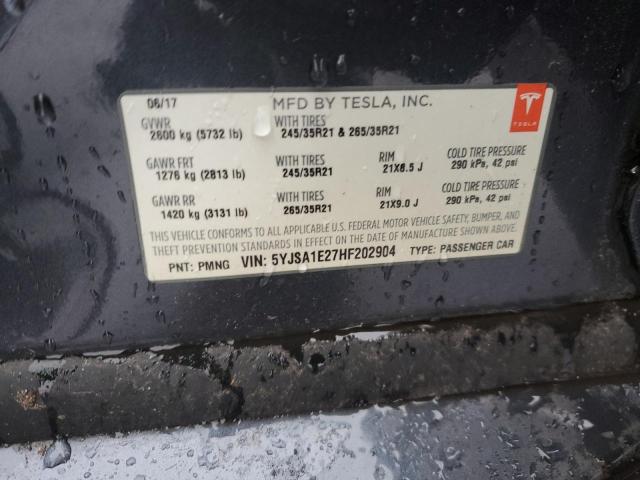 2017 Tesla Model S VIN: 5YJSA1E27HF202904 Lot: 48963424