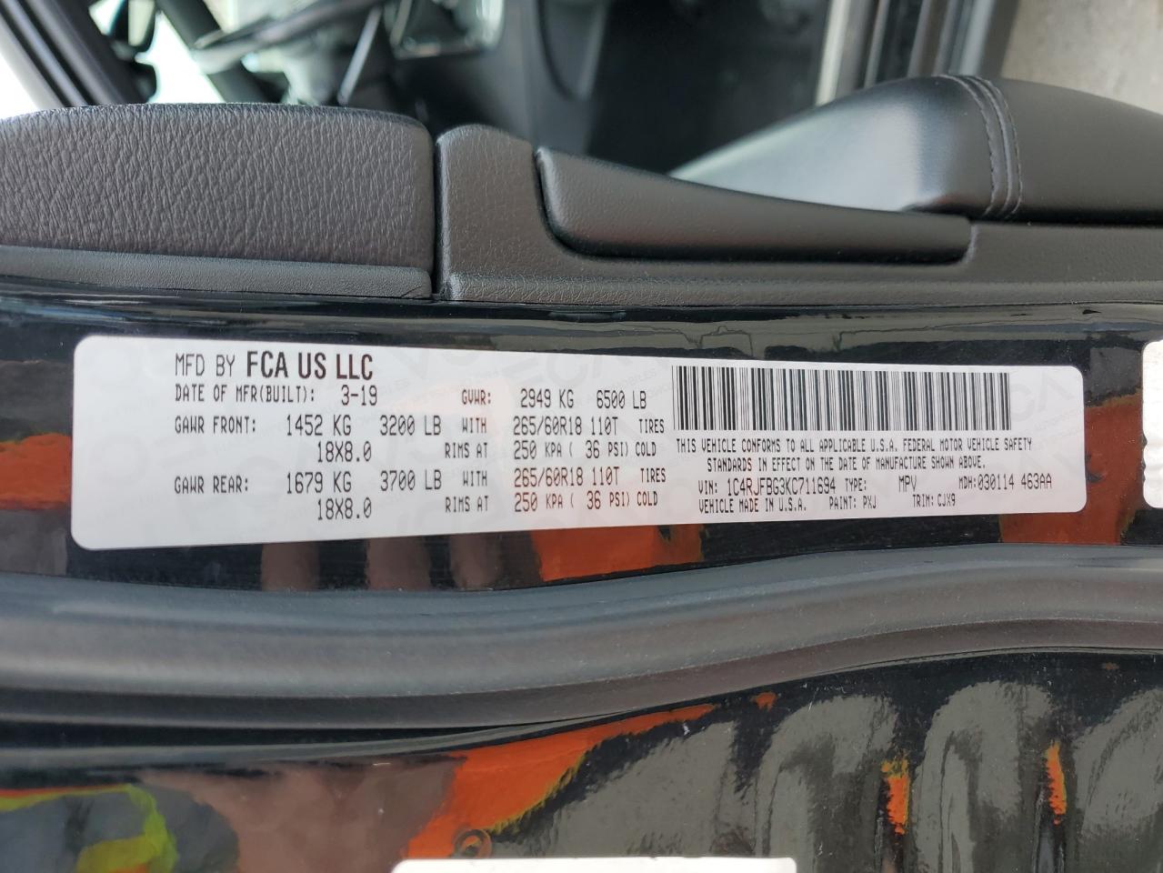 1C4RJFBG3KC711694 2019 Jeep Grand Cherokee Limited