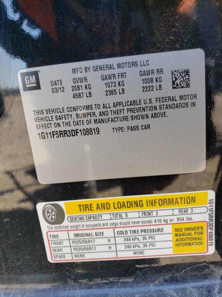 1G11F5RR3DF108819 2013 Chevrolet Malibu 2Lt