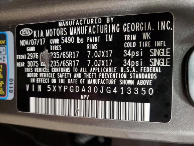 2018 Kia Sorento Lx VIN: 5XYPGDA30JG413350 Lot: 51216364