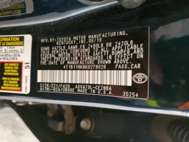 2019 Toyota Camry L VIN: 4T1B11HK6KU279026 Lot: 39243902